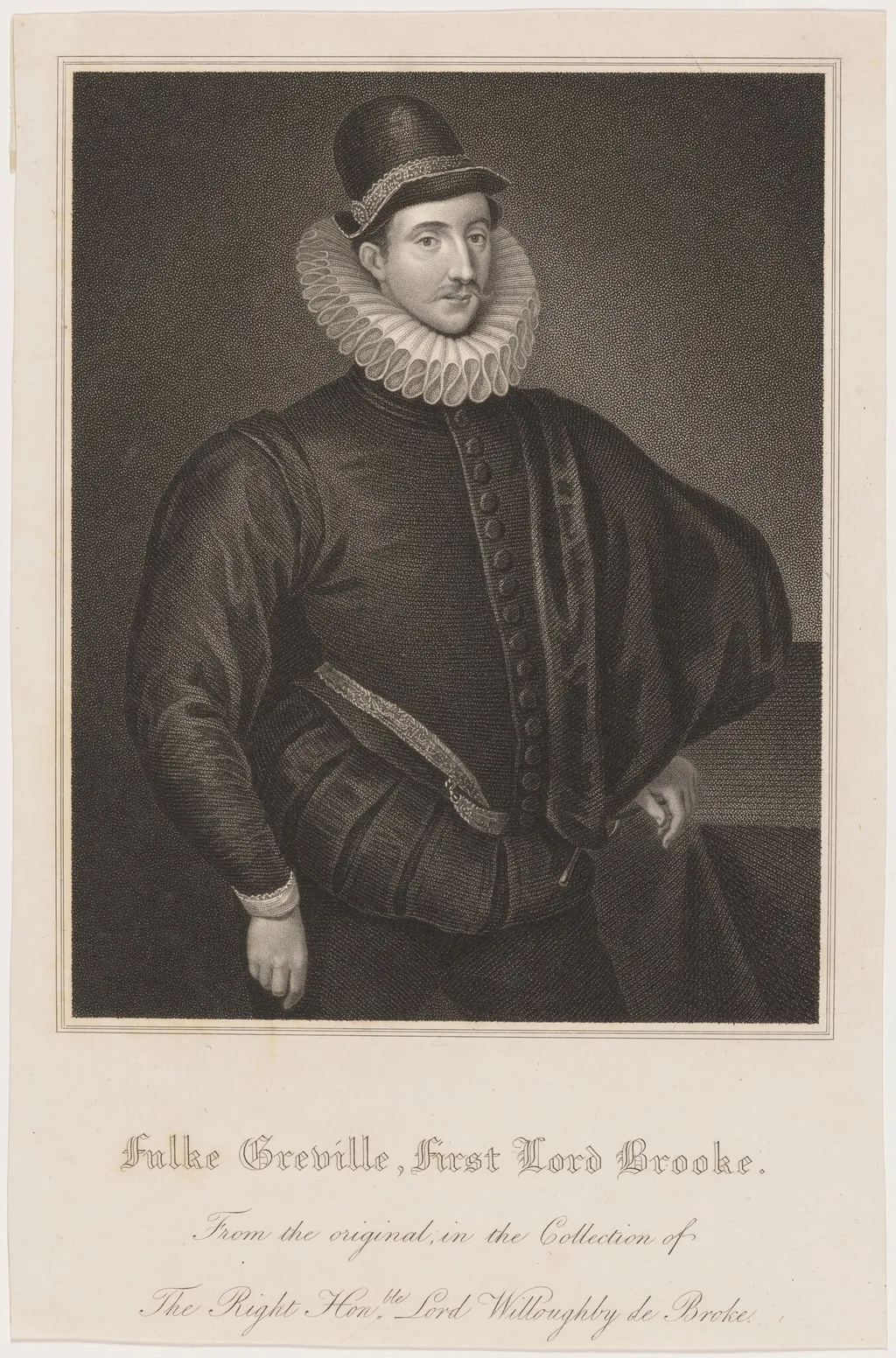 Fulke Greville, First Lord Brooke, Poet, by Unknown 19th Century, ink, 1850