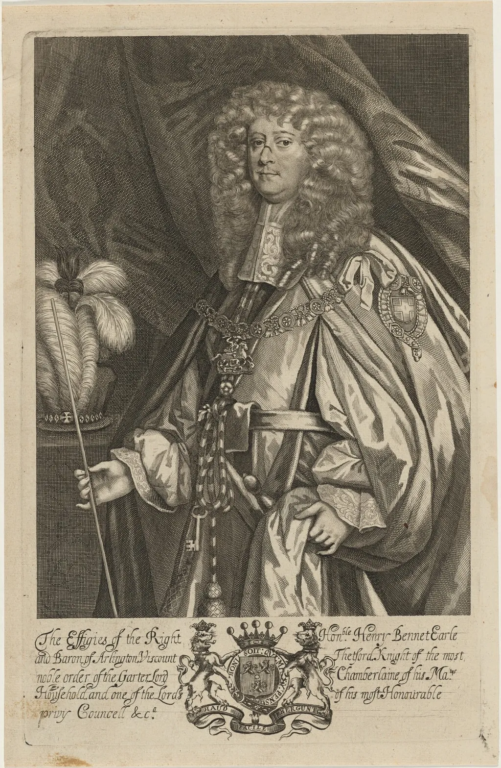 Henry Bennett, Earl of Arlington, by Unknown 19th Century, ink, 1679