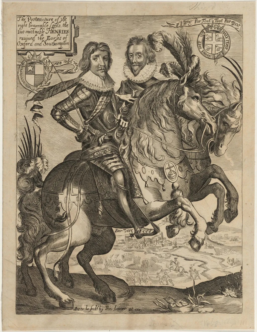 Henry de Vere, 18th Earl of Oxford and Henry Wriothsly, 3rd Earl of Southampton, by Unknown 19th Century, ink, 1850