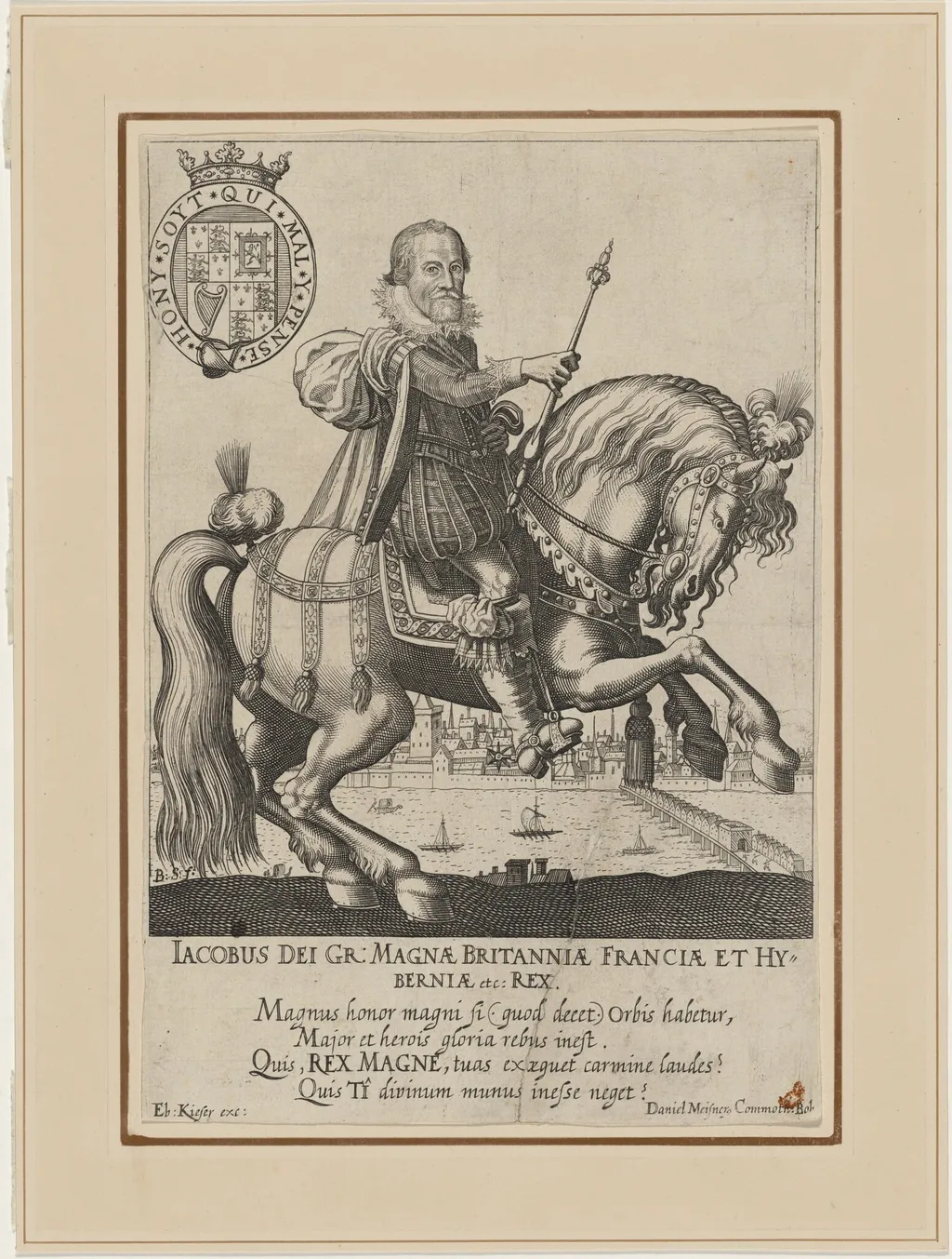 James I on Horseback, by Unknown 19th Century, ink, 1850