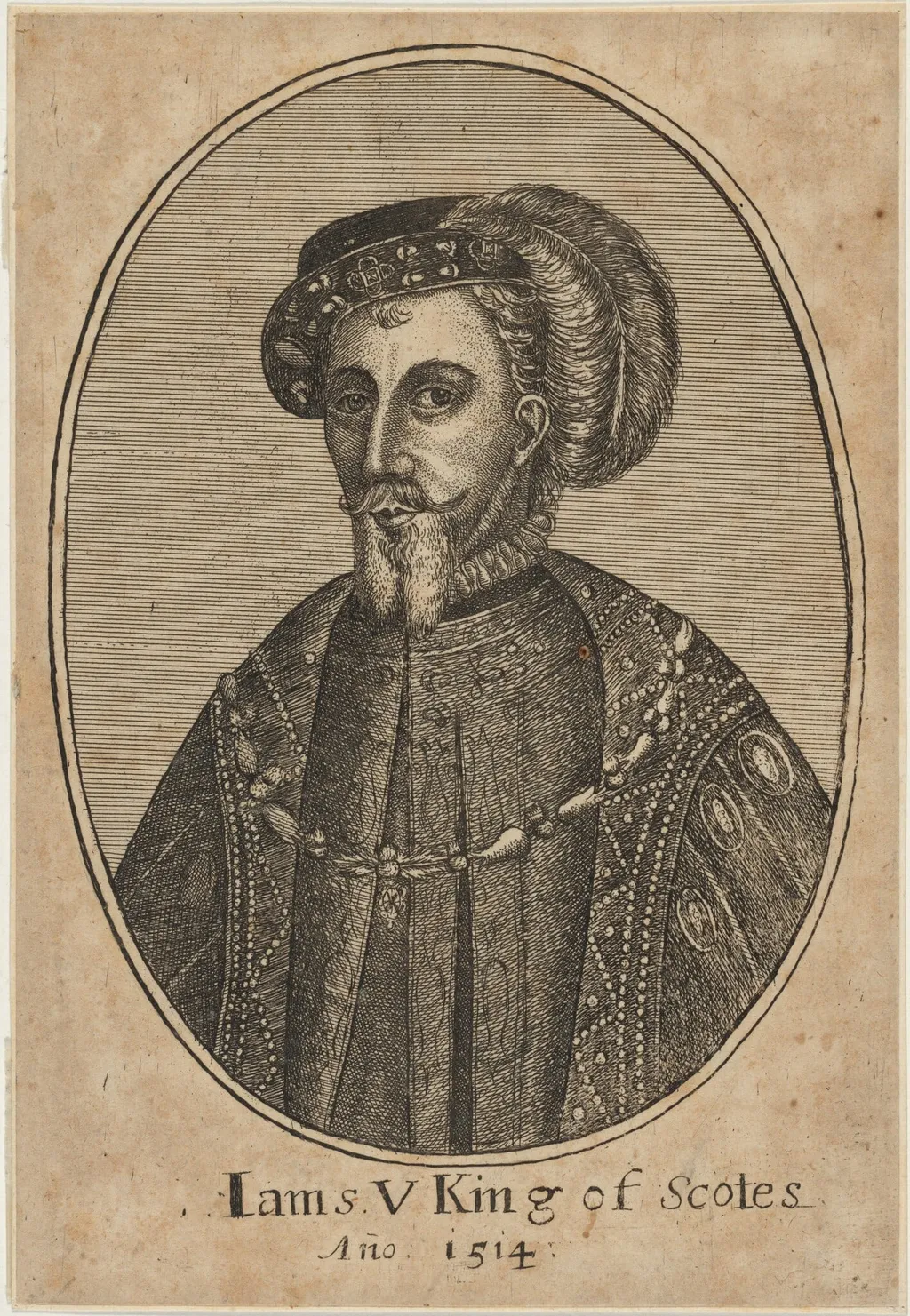 James V, King of Scotland, by Unknown 19th Century, ink, 1681
