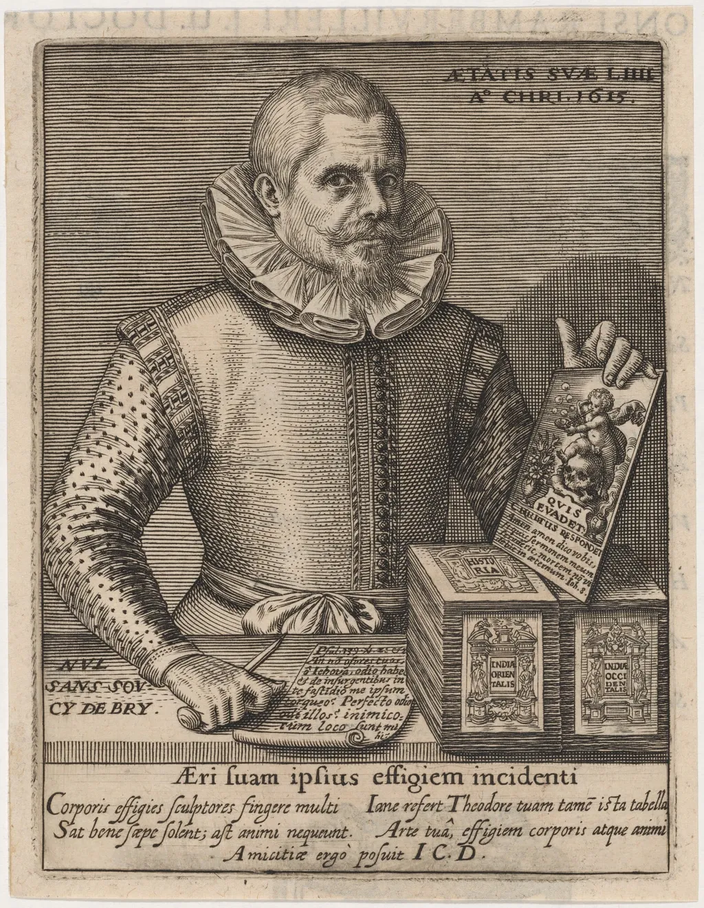 Johannes Theodorus de Bry, by Unknown 19th Century, ink, 1615