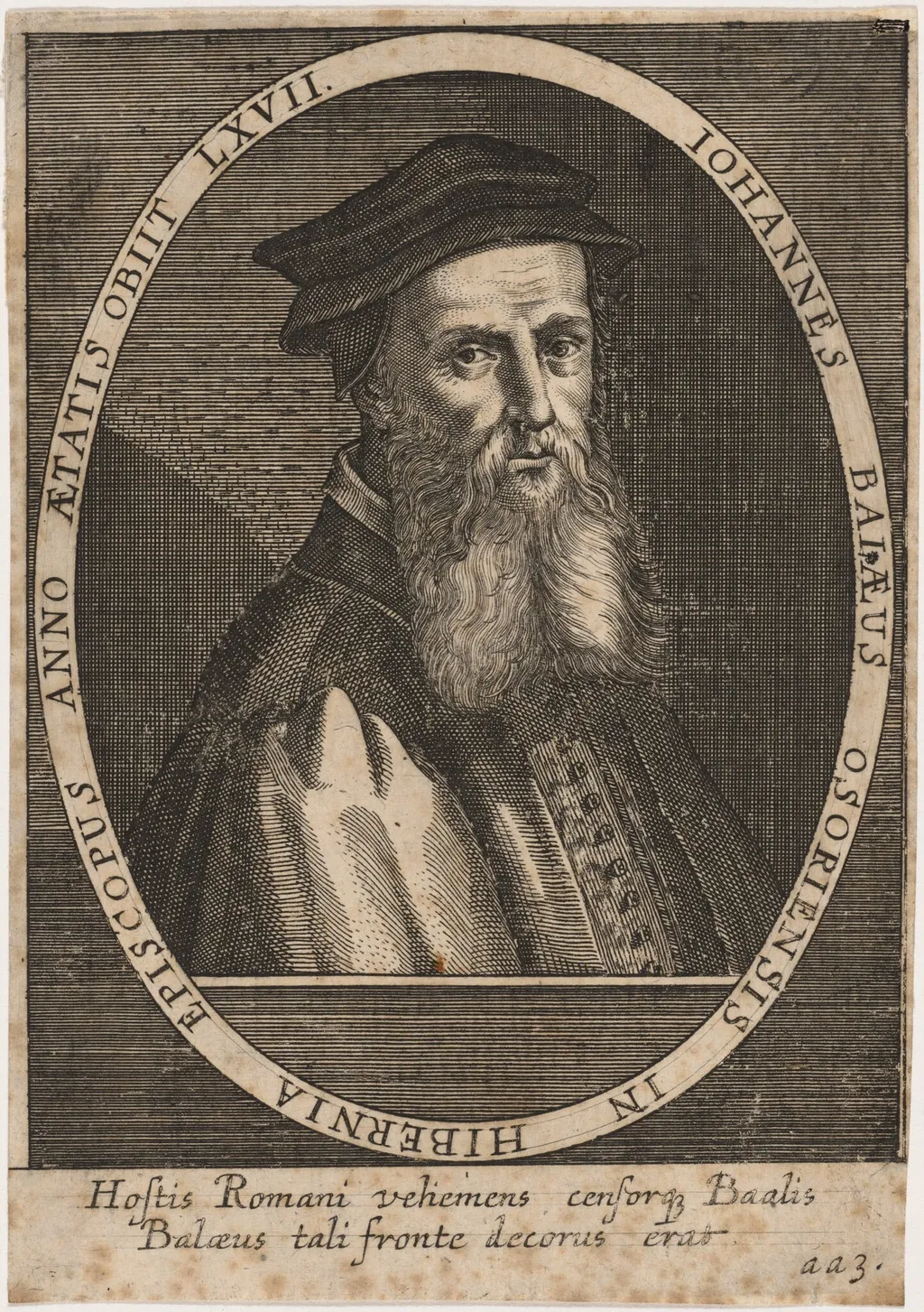 John Bale, Bishop of Ossory, by Unknown 19th Century, ink, 1650