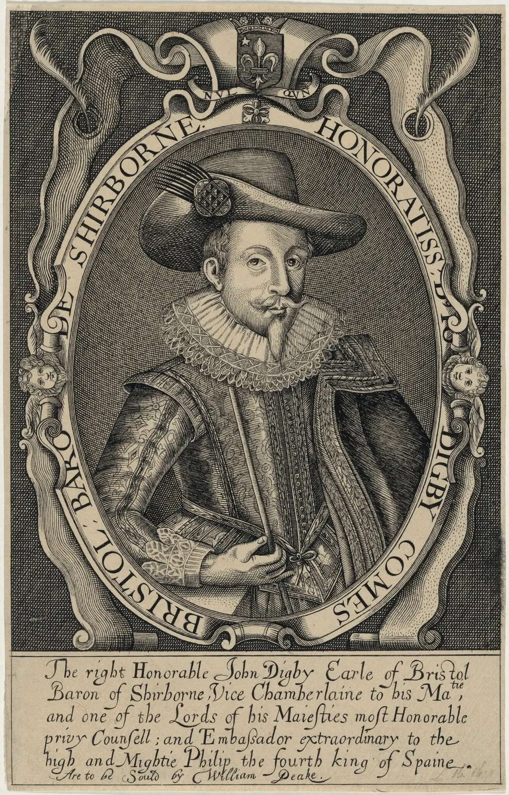 John Digby, Earl of Bristol, Ambassador to Spain, by Unknown 19th Century, ink, 1850
