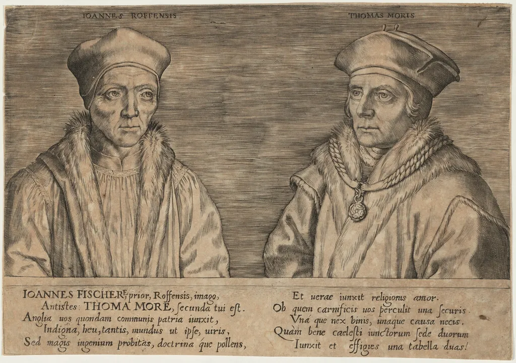 John Fisher and Sir Thomas More, by Unknown 19th Century, ink, 1850