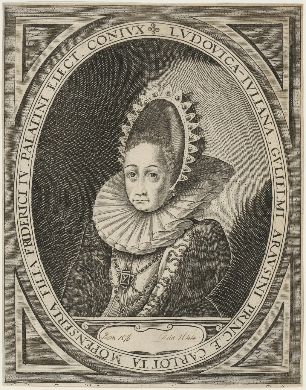 Louise Juliana, Wife of Frederick IV, by Unknown 19th Century, ink, 1850