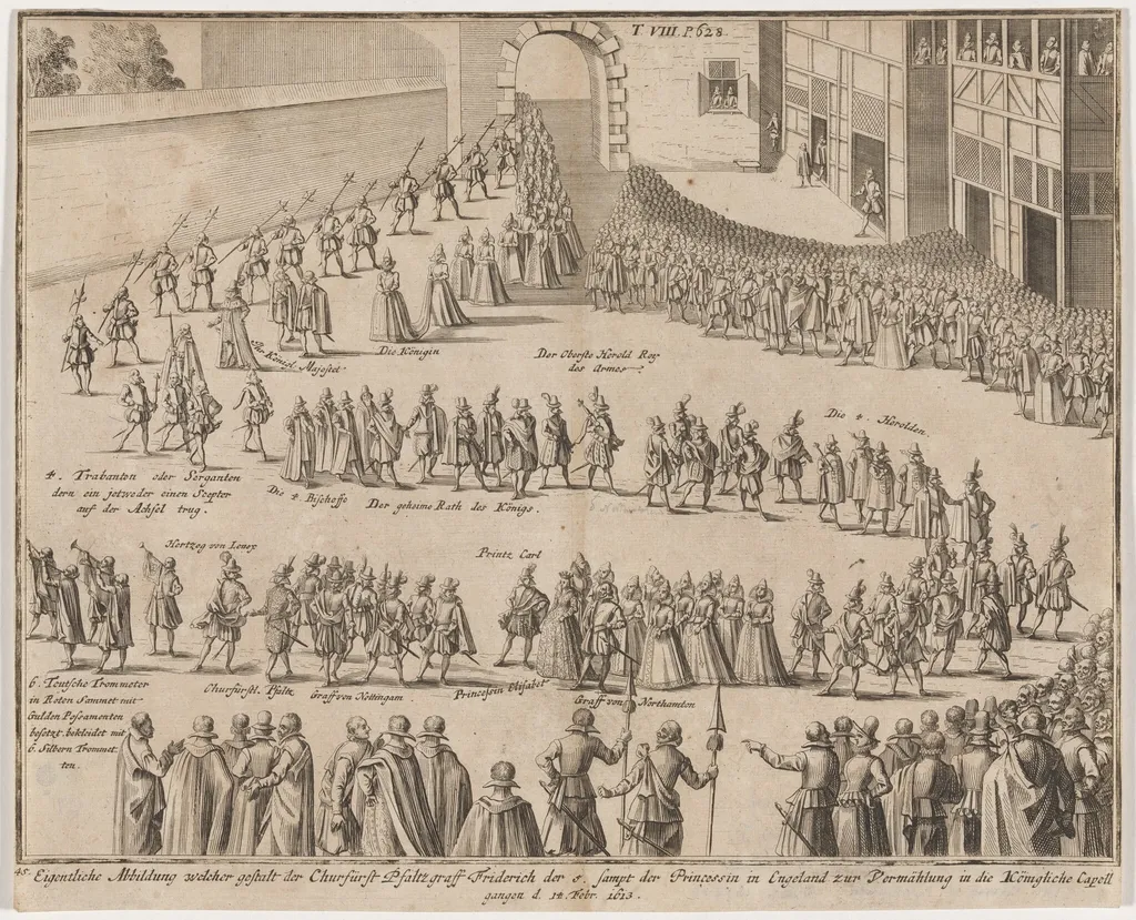 Marriage of Elizabeth to Frederick V of Bohemia, February 14, 1613, by Unknown 19th Century, ink, 1850