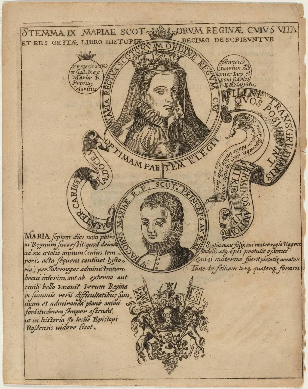 Mary Queen of Scots with James VI of Scotlandand I of England, by Unknown 19th Century, ink, 1675