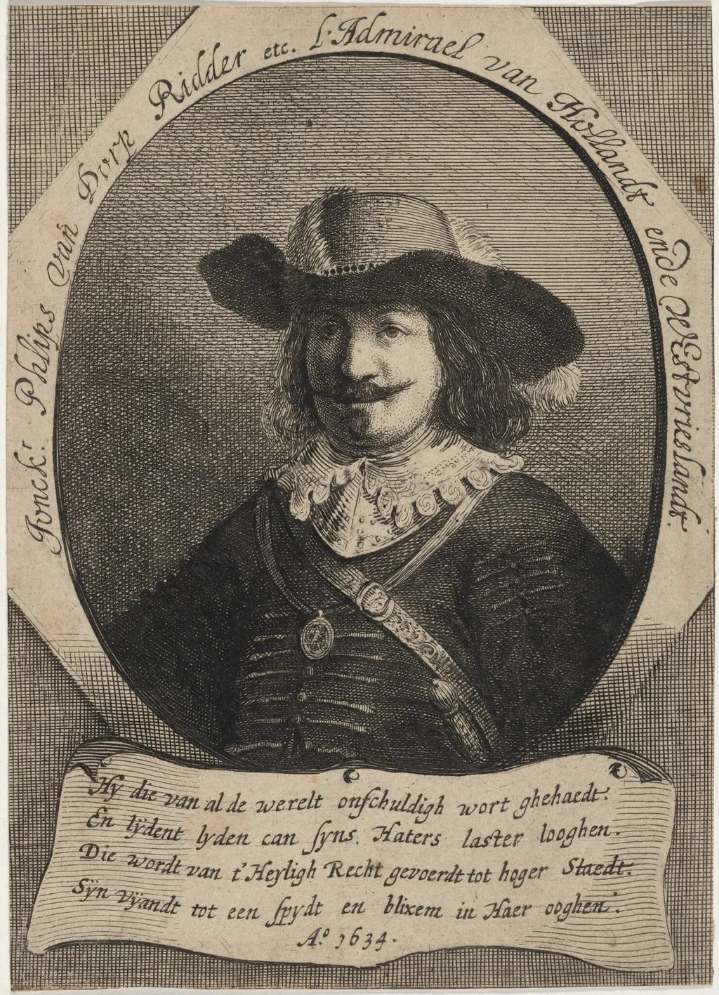 Philps van dorp Ridder, Dutch Admiral, by Unknown 19th Century, ink, 1634
