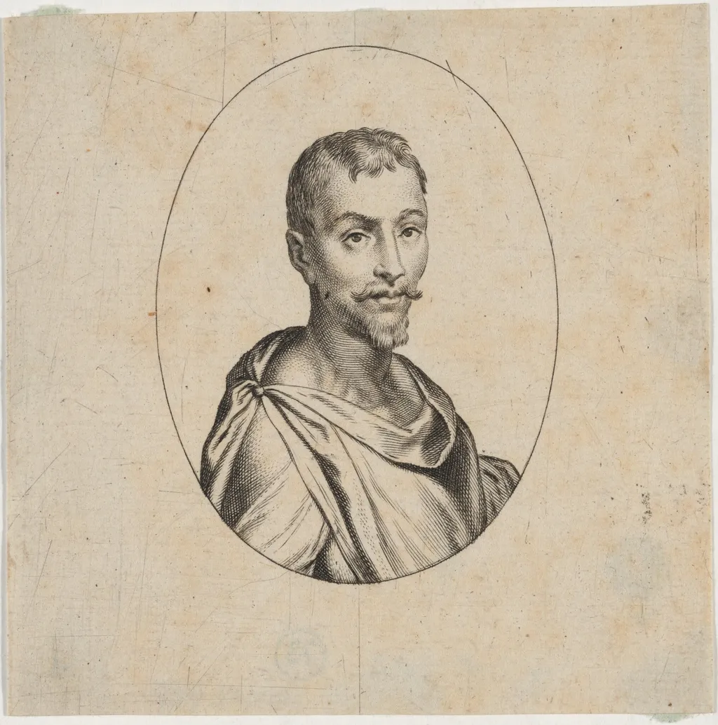 Portrait of a Man in Toga, by Unknown 19th Century, ink, 1850