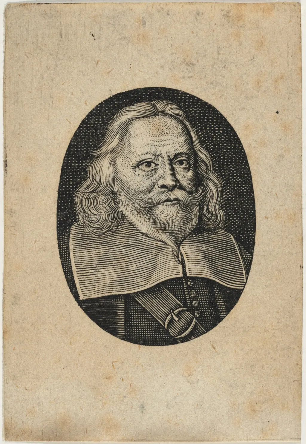 Portrait of Man in Oval, by Unknown 19th Century, ink, 1850