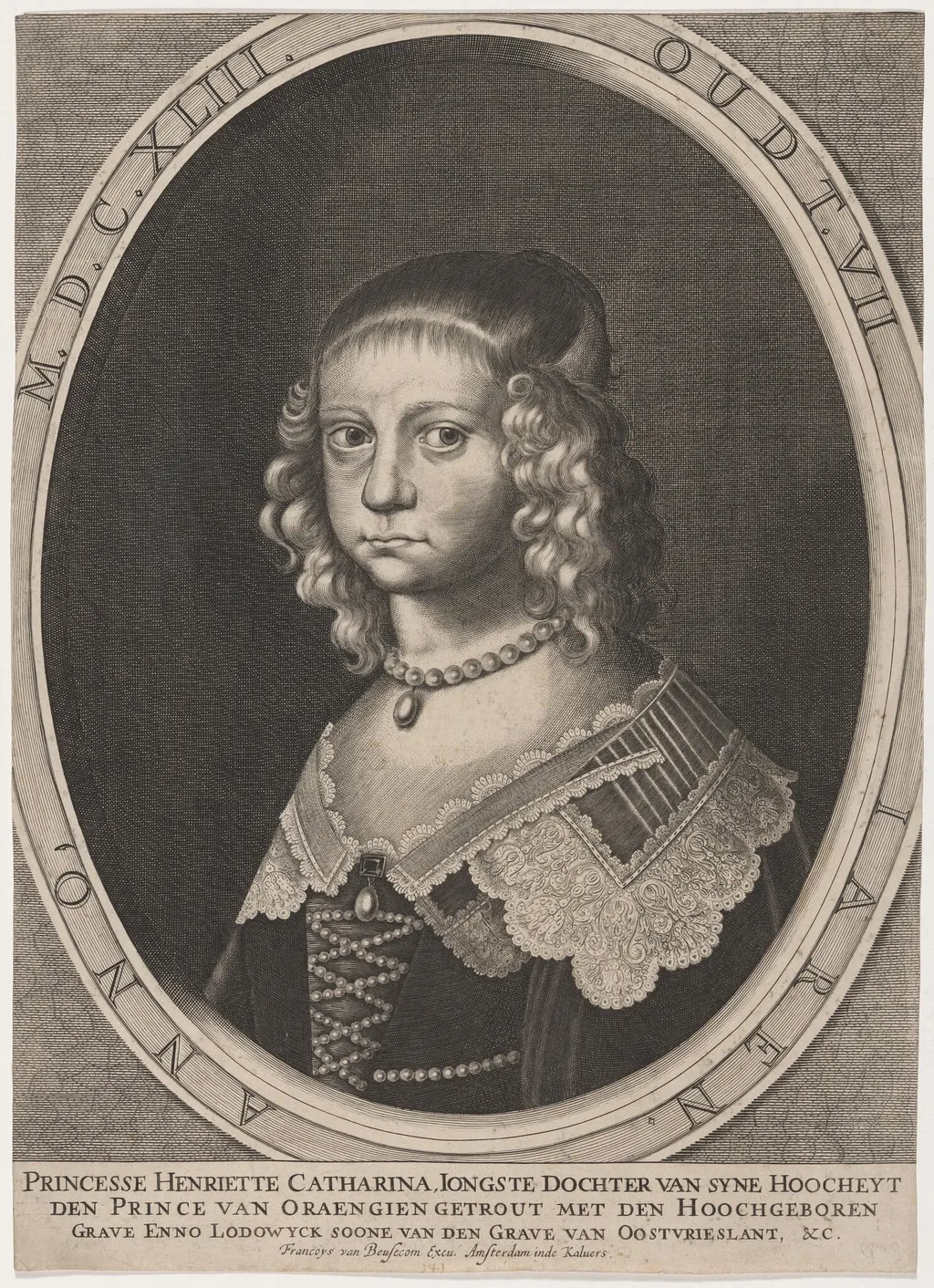 Princess Henriette Catharine of Orange, by Unknown 19th Century, ink, 1643