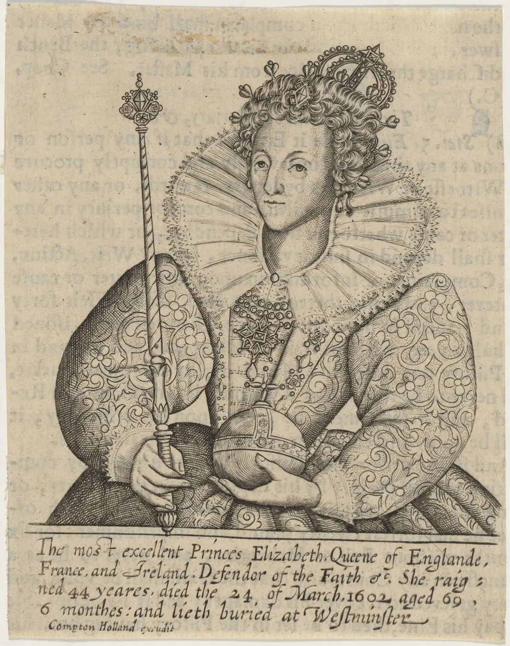 Queen Elizabeth, by Unknown 19th Century, ink, 1622