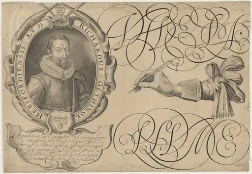 Richard Gethinge, Writing Master, by Unknown 19th Century