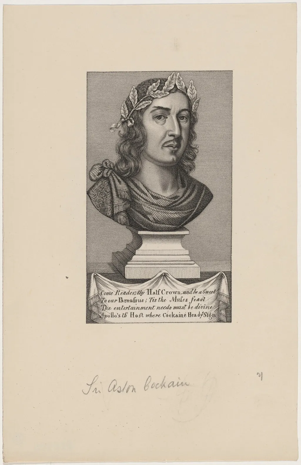 Sir Aston Cockain, Poet, by Unknown 19th Century, ink, 1850