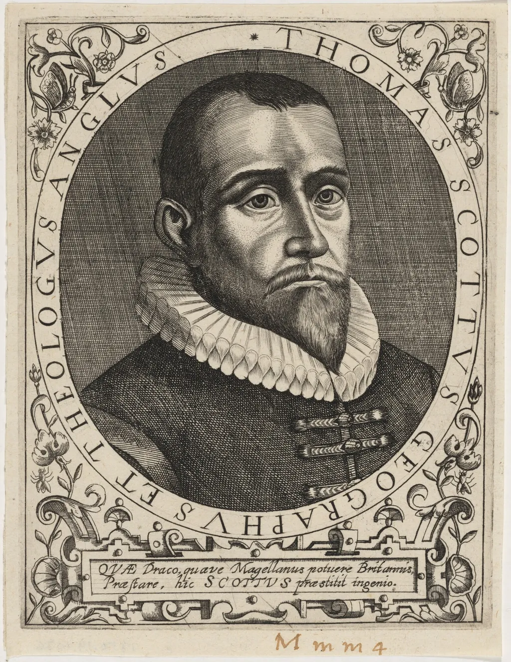 Thomas Scott, Geographer and Theologian, by Unknown 19th Century, ink, 1650