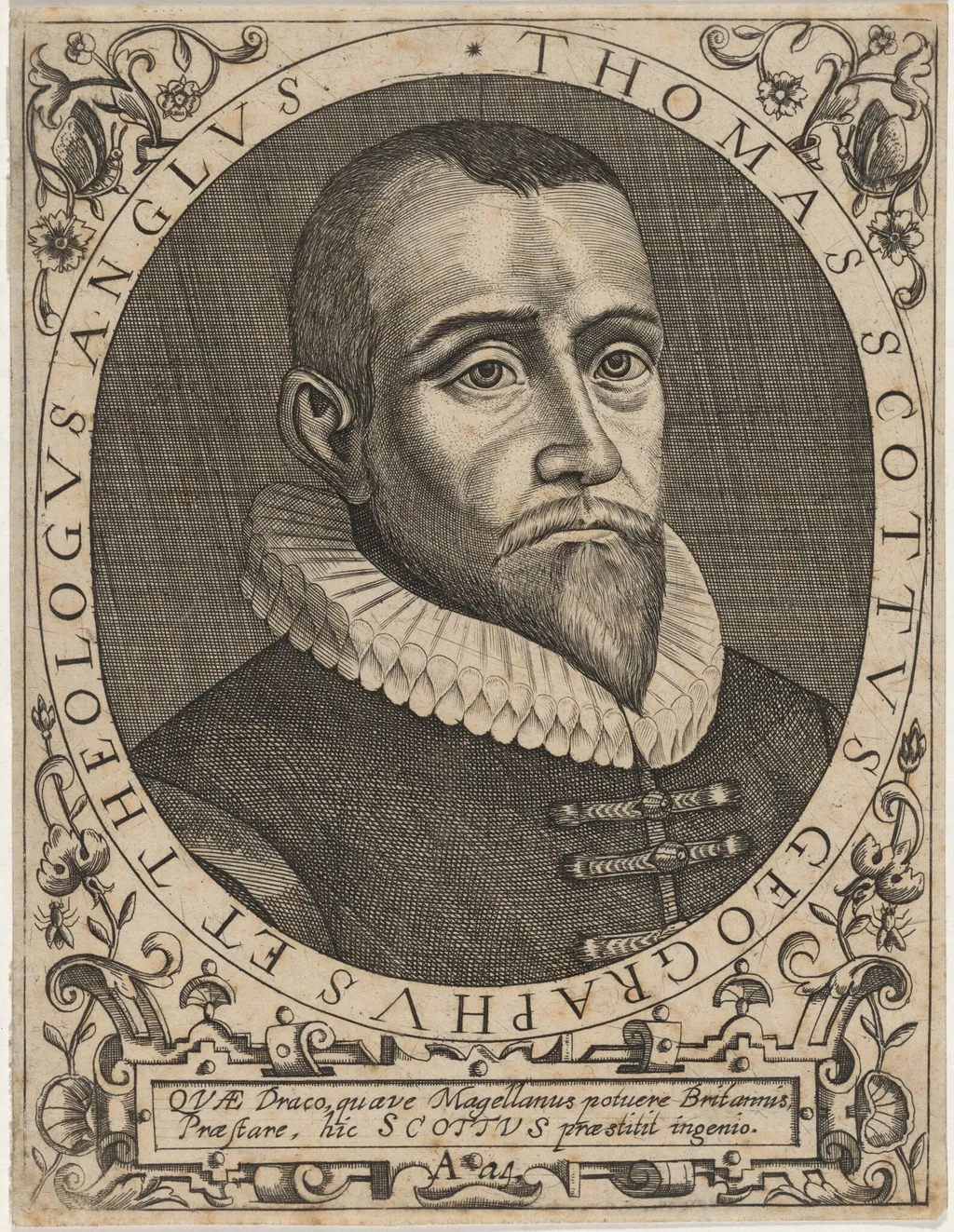 Thomas Scott, Geographer and Theologian, by Unknown 19th Century, ink, 1650