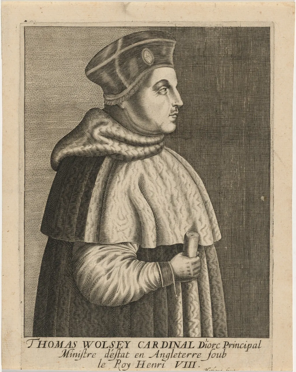 Thomas Wolsey, Cardinal, Lord Chancellor, Archbishop of York, by Unknown 19th Century, ink, 1850