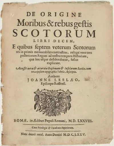 Title Page to De Origine Moribus by Joanne Leslaeo, by Unknown 19th Century
