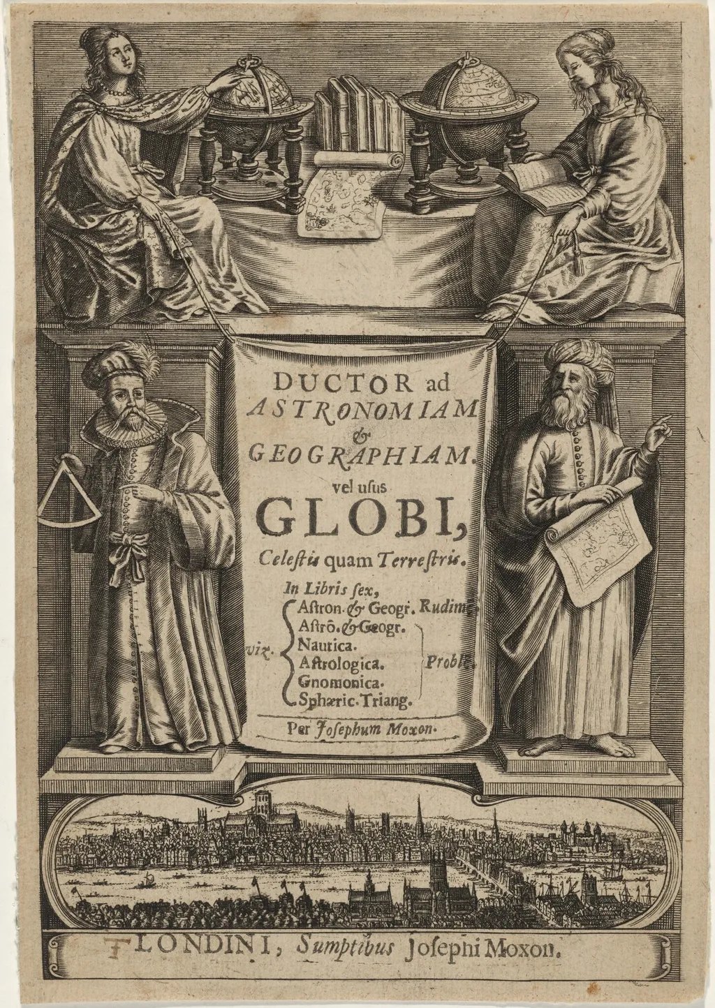 Title Page to J. Moxon, Ductor ad Astronomianet Geographiam, by Unknown 19th Century, ink, 1699