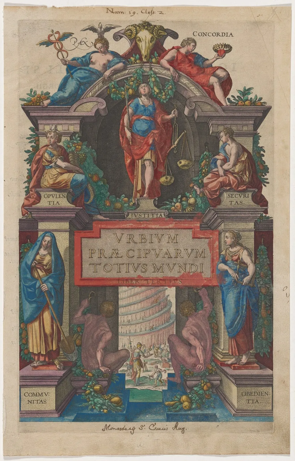 Title Page to Urbium Praecipuarum Totius Mundi, by Unknown 19th Century, ink, 1850