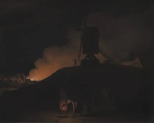 A Fire at Night, by Unknown artist
