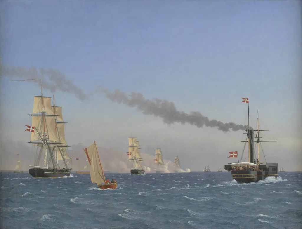 Christian VIII Aboard his Steamship "Ægir" Watching the Manoeuvres of a Squadron near Copenhagen, by Unknown artist