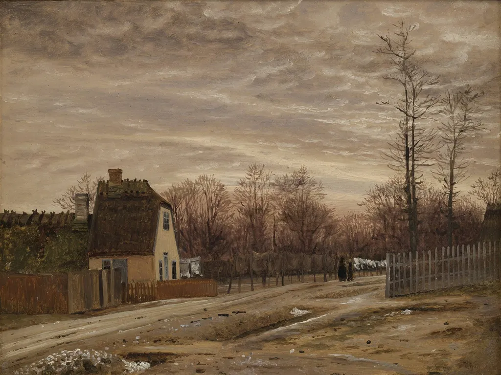 Evening after a Thaw. Taabæk, North of Copenhagen, by Unknown artist, 1854