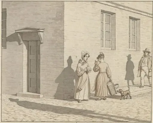 Linear Perspective as Applied in Painting - Plate VII, 1 - A Street Corner Encounter, by Unknown artist