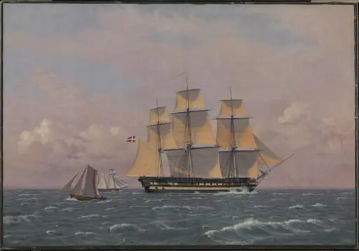 The 84-Gun Danish Warship "Dronning Marie" in the Sound, by Unknown artist