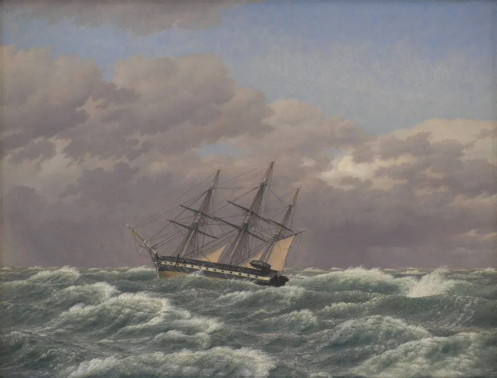 The Corvette "Galathea" in a Storm in the North Sea, by Unknown artist