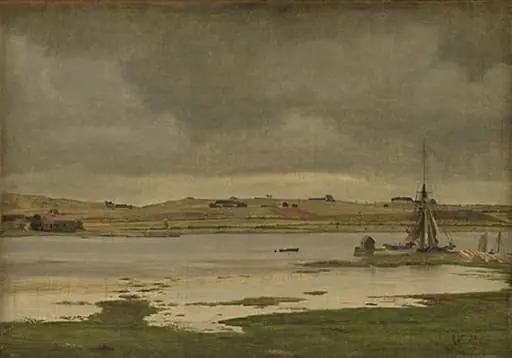 The Fiord at Hadsund, Jutland. Cloudy Weather, by Unknown artist