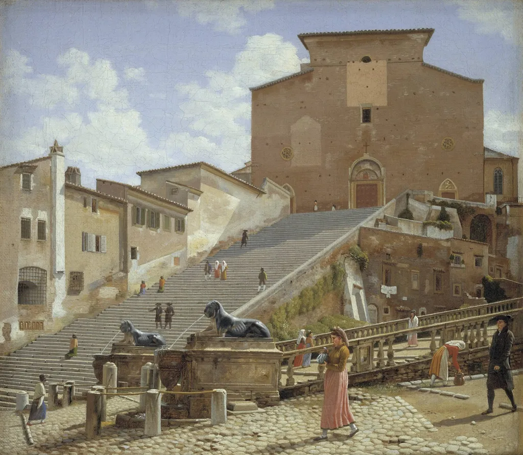 The Marble Steps leading up to the Church of Santa Maria in Aracoeli in Rome, by Unknown artist