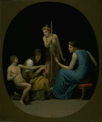 The Parcae: Clotho, Lachesis and Atropos Spinning the Thread of Life, by Unknown artist