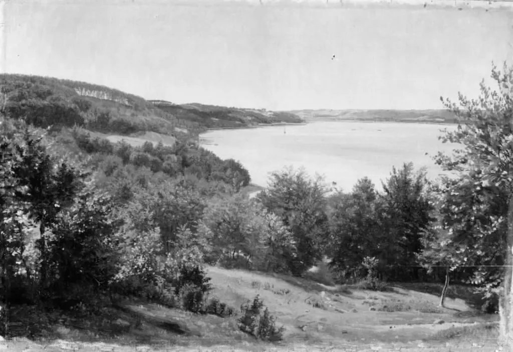 Udsigt over Vejle Fjord, by Unknown artist, 1854