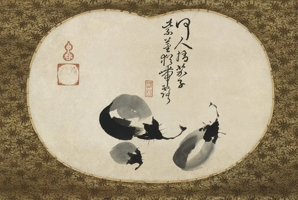 Eggplants and Poem, by Unkoku Tōeki
