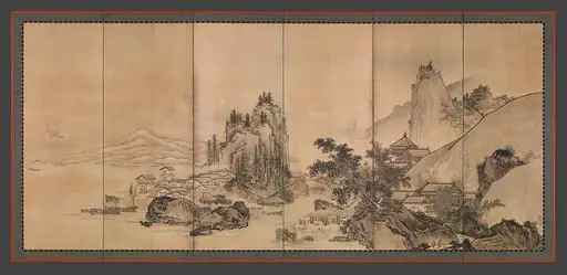 雲谷等顔筆 四季山水図屏風|Landscape of the Four Seasons, by Unkoku Tōgan