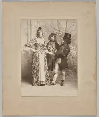 Untitled (theatrical scene with 3 figures: the palm reader)