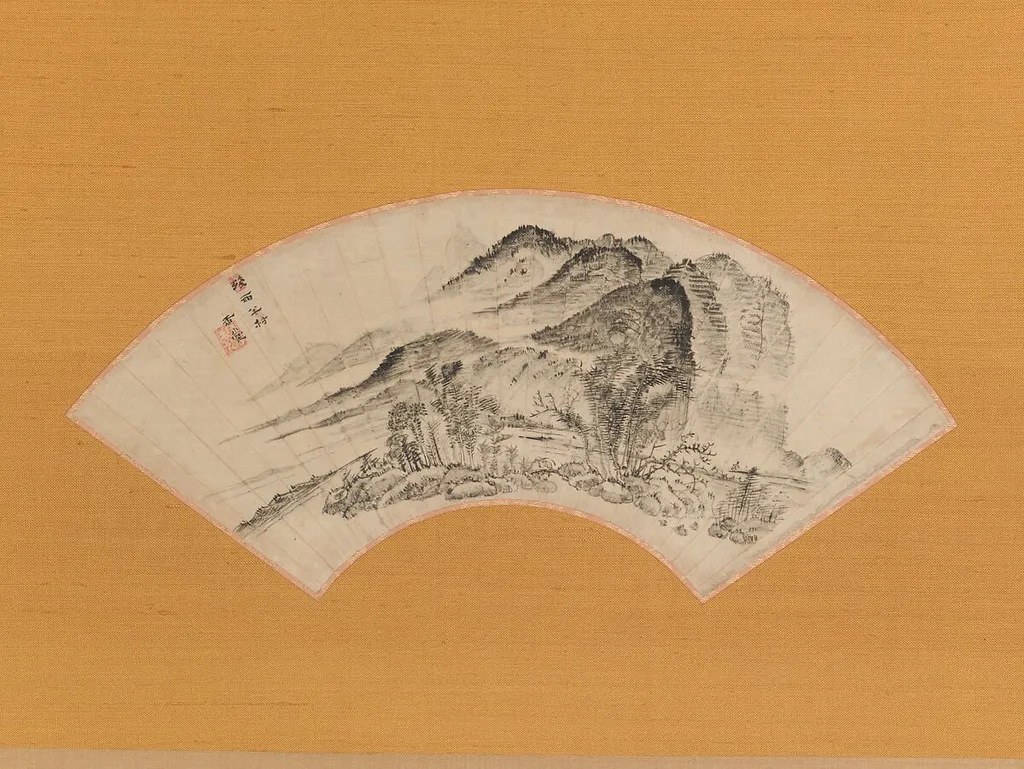 「残雨半村」図|“Lingering Rain over Half the Village”, by Urakami (Uragami) Gyokudō 浦上玉堂, ink, 1818