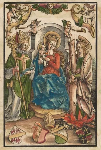 The Madonna with Saint Ulrich and Saint Afra [recto], by Urs Graf I