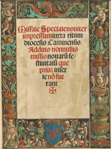 Title Page for a Missal,  with Satyr and Putti Border [verso], by Urs Graf I