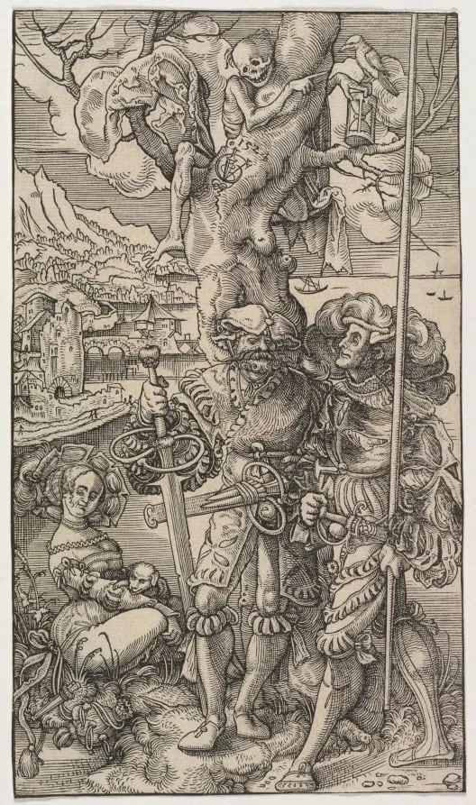 Mercenaries and a Woman with Death in a Tree, by Urs Graf the Elder, 1524