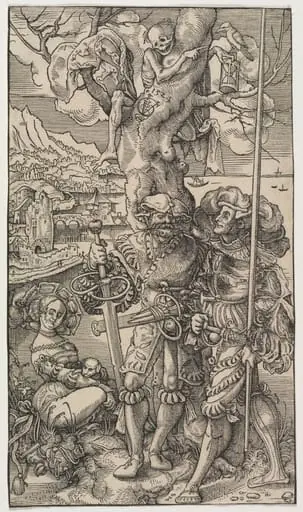 Mercenaries and a Woman with Death in a Tree, by Urs Graf the Elder