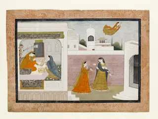 Usha viewing the portrait of Aniruddha