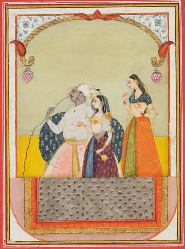 Maharaja Shri Anand Singh-ji and His Consort, by Ustad Murad
