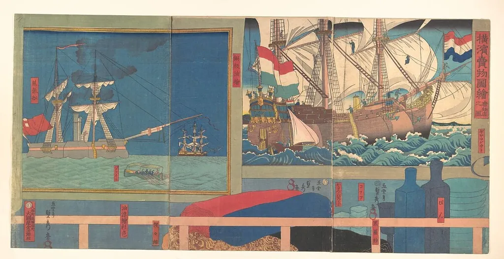 「横浜買物圖繒 唐物店之圖」|Curio Shop in Yokohama, by Utagawa (Gountei) Sadahide, ink, 3