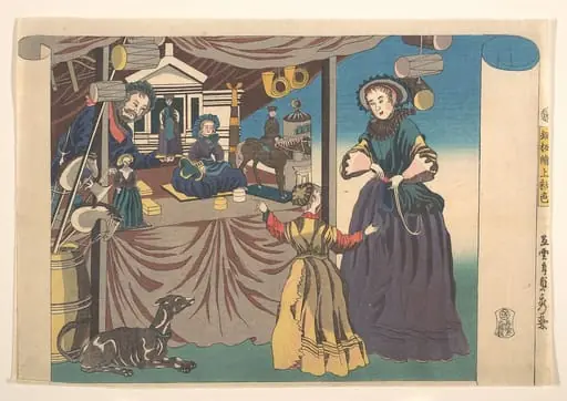 Doban-e Jōgyō shiki|Color Print of a Copperplate Picture of a Toy Shop, by Utagawa (Gountei) Sadahide