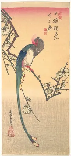 梅に三光鳥|Bird on a Plum Branch, by Utagawa Hiroshige