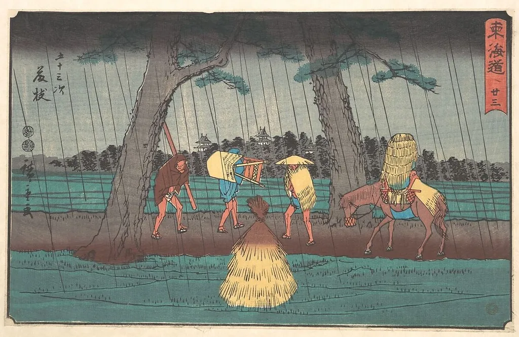 東海道五十三次 藤枝|Fujieda, by Utagawa Hiroshige, ink, 1840