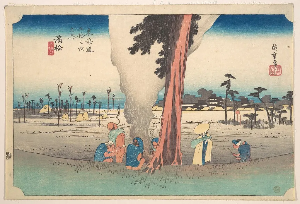 東海道五十三次之内 濱松 冬枯の図|Hamamatsu, Toko no Zu, by Utagawa Hiroshige, ink, 1834